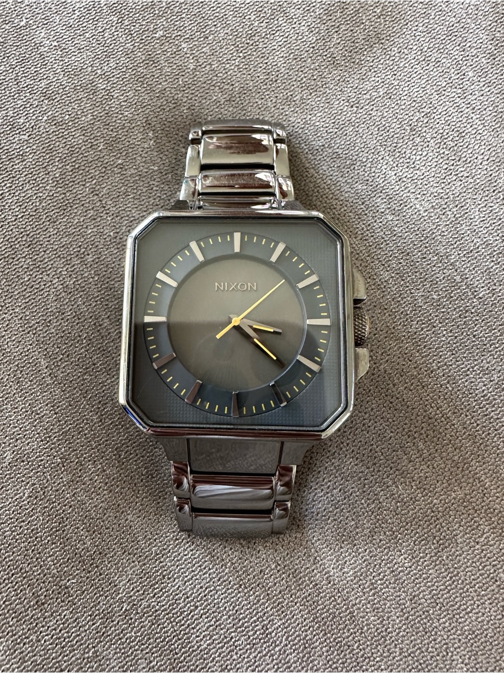 Nixon Men's “JUMP” The Platform Silver Stainless Steel Square Watch